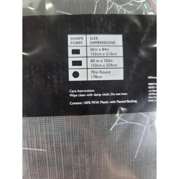 The Nightmare Before Christmas Black Spiderwebs Tablecloth‎ 60" x 84" Square New - Picture 6 of 6